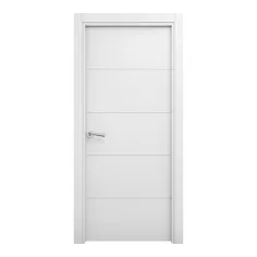 Puerta lacada blanca con moldura Lor 82,5 cm derecha