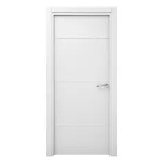 Puerta maciza Carys lacada blanca 82,5 cm izquierda con tapajuntas