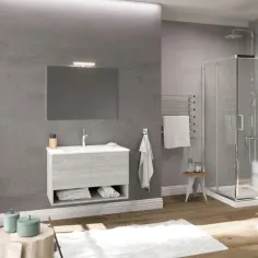 Conjunto mueble de baño suspendido Oslo gris avena 80 cm