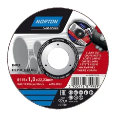 Disco de corte profissional  norton para inox e metal 115 x 1 mm