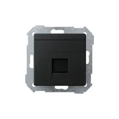 Placa univ plana c/g polvo rj45 negro mate