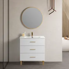 Conjunto mueble de baño y lavabo India blanco 80 cm