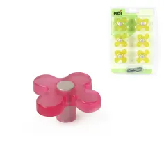 Pack 6 puxadores botões de flores 49 mm abs magenta