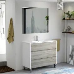 Mueble de baño oxford blanco gris 100x45 cm