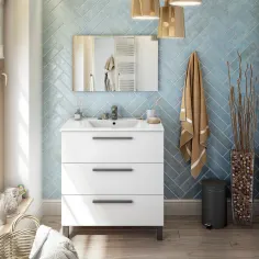 Mueble de baño Celine Blanco con lavabo y espejo 80 cm