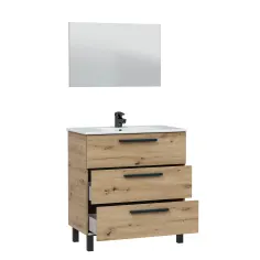 Mueble de baño Alba con espejo roble 80 cm