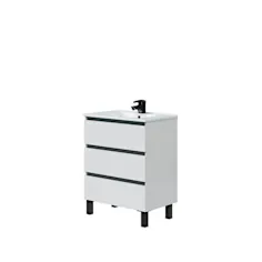 Mueble de baño Daniela blanco-negro 70cm y 3 cajones