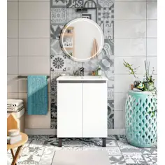 Mueble de baño 60cm 2 puertas blanco y negro Corina