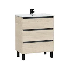 Mueble de baño Aida 3 cajones roble claro y negro 70cm