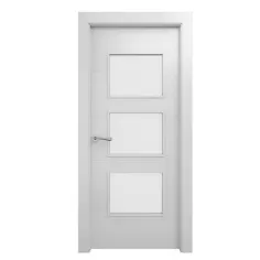 Puerta ONS acristalada blanco derecha con tapajuntas 203x72,5 cm