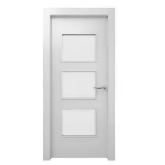 Puerta ONS acristalada blanco izquierda con tapajuntas 203x72,5 cm