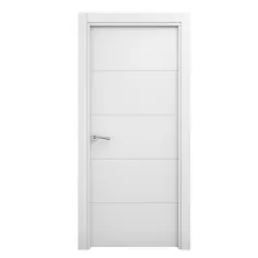 Puerta maciza lacada LOR blanca 72,5 cm derecha con tapajuntas