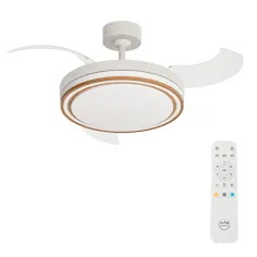 Ventilador de techo blanco/madera clara con luz led y motor DC 107cm Dela Arteconfort