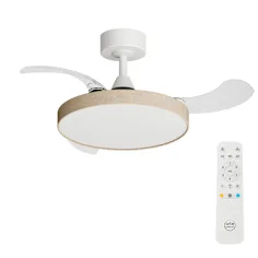 Ventilador de techo blanco/tela con luz led y motor DC 91cm Baran Arteconfort