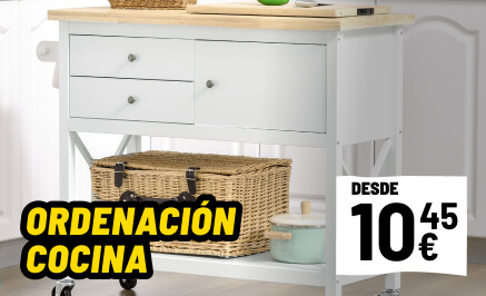 Organiza tu cocina con armarios, carritos y islas