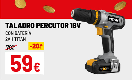 Taladro percutor 18V con batería 2Ah Titan