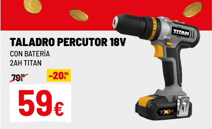 Taladro percutor 18V con batería 2Ah Titan