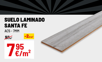 Suelo laminado Santa Fe gris AC5 7mm 138,3x19,3cm