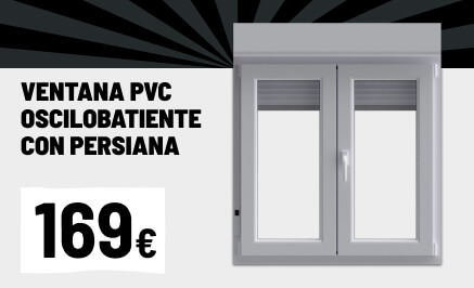 Ventana PVC oscilobatiente con persiana blanca 5 cámaras 117x100cm