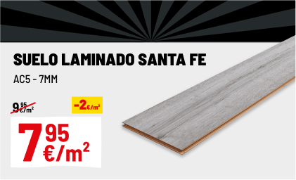 Suelo laminado Santa Fe gris AC5 7mm 138,3x19,3cm