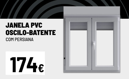 Janela PVC oscilo-batente com persiana branca 5 câmaras 117x100cm