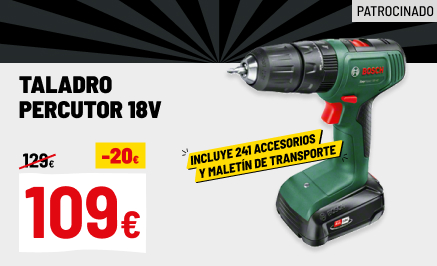 Taladro percutor 18V con 2 baterías + maletín 241 accesorios Bosch