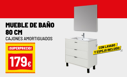 Mueble de baño Gio con lavabo y espejo 3 cajones blanco-negro 80cm