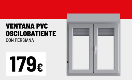 Ventana PVC oscilobatiente con persiana blanca 5 cámaras 117x100cm