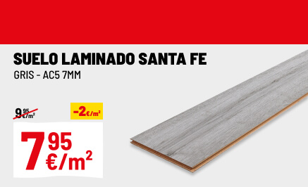 Suelo laminado Santa Fe gris AC5 7mm 138,3x19,3cm