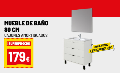 Mueble de baño Gio con lavabo y espejo 3 cajones blanco-negro 80cm