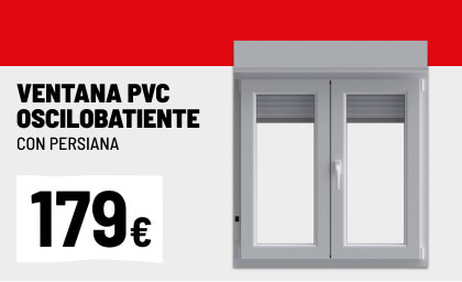 Ventana PVC oscilobatiente con persiana blanca 5 cámaras 117x100cm