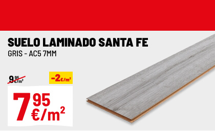 Suelo laminado Santa Fe gris AC5 7mm 138,3x19,3cm