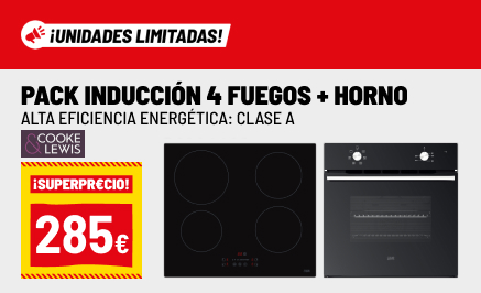 Pack horno y placa de inducción 4 fuegos Cooke & Lewis